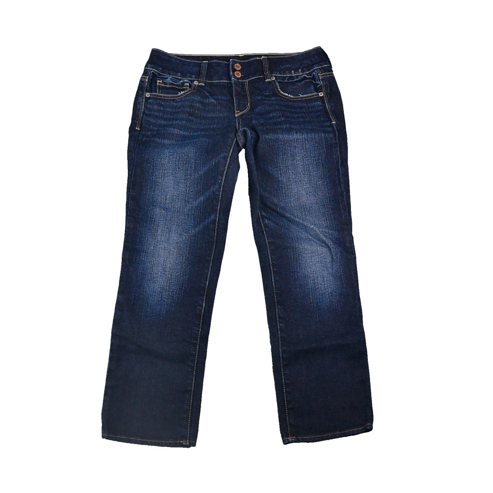 American Eagle Jeans Womens 4 (30x25) Artist Two Button Fly Blue Denim